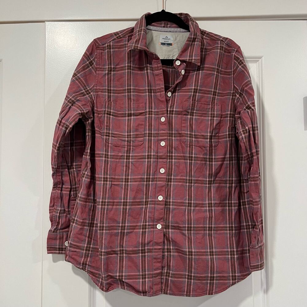 Ridgecut Toughwear Women's Flannel Pink Plaid Button Down Size Large.‎